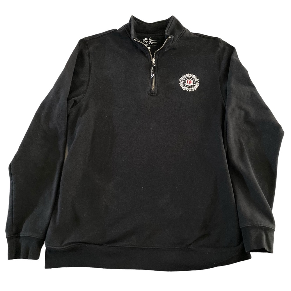 Charles River 1/4 Zip Black Long Sleeve Pullover Dept of Justice FBI Mens M